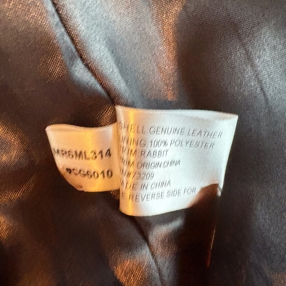 Braided, Leather Jacket with Removable, Rabbit Collar — Large - Picture 5 of 5